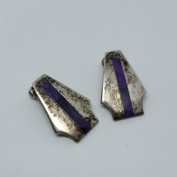 Sterling & Sugilite Earrings by Ray Tracey - Picture 2 of 4